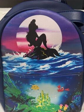 Loungefly The Little Mermaid Silhouette Ocean Mini Backpack in Navy & Multicolor